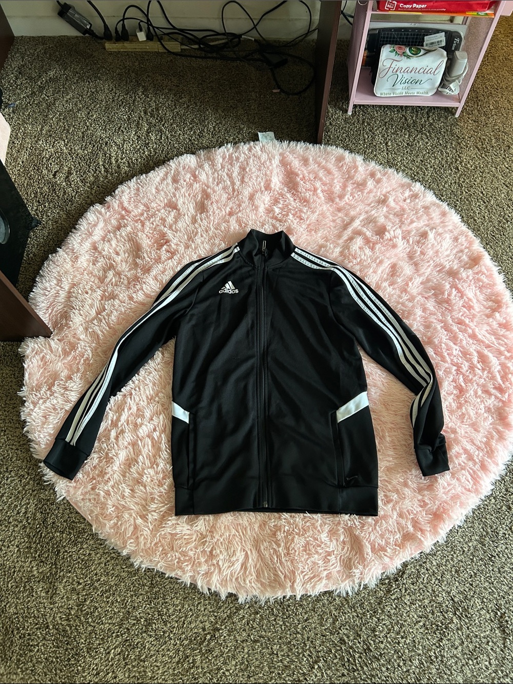 adidas Black Jacket with White Stripes